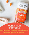 Olly Ultra Strength Hair Softgels Supports Hair Health Biotin Keratin & Metabolism Gummy Rings Apple Cider Vinegar Vitamin B12 Chromium