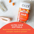 Olly Ultra Strength Hair Softgels Supports Hair Health Biotin Keratin & Probiotic Prebiotic Gummy Digestive Support And Gut Health