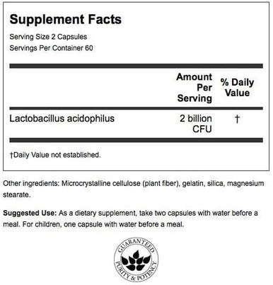 Swanson Probiotic - Digestive Health Supplement w/ 1 Billion CFU per Capsule - Natural Formula Supporting Bowel Regularity & Daily Wellness - (120 Capsules)