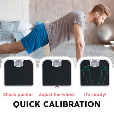 Adamson A21 Analog Scales For Body Weight - Up To 300 Lb - New - Anti-Skid Rubber Surface Large Numbers - Analog Bathroom Scale - Affordable - Durable With 20-Year Assurance - Black