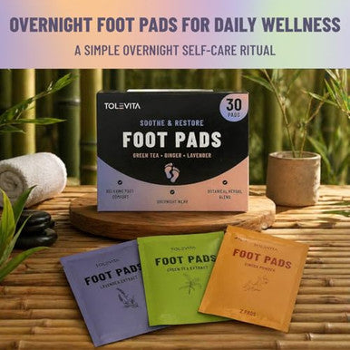 Tolevita Pads 30 Foot Pads Per Pack With Wood Vinegar Bamboo Vinegar Tourmaline And Natural Extracts 3 Aromas Green Tea Ginger And Lavender Relaxation Circulation And Daily Wellness