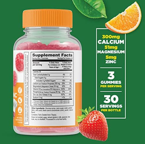 Lifeable Phosphatidylserine (Ps) Kids + Calcium Magnesium & Zinc Kids Gummies Bundle Great Tasting Vitamin Supplement Gluten Gmo Chewable Gummy