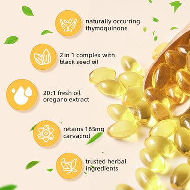 Healoading Organic Oregano Oil Softgels: Oil Of Oregano With Black Seed 300Mg