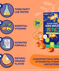 OmegaVia Sugar Free Kids Multivitamin Chewies Daily Chewable Gummy Vitamins for Kids 3+ Vitamin A C D3 E B6 and B12 Folate and More Natural Orange Flavor 30 Count