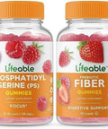 Lifeable Phosphatidylserine (Ps) + Prebiotic Fiber 5G Gummies Bundle Great Tasting Vitamin Supplement Gluten Gmo Chewable Gummy