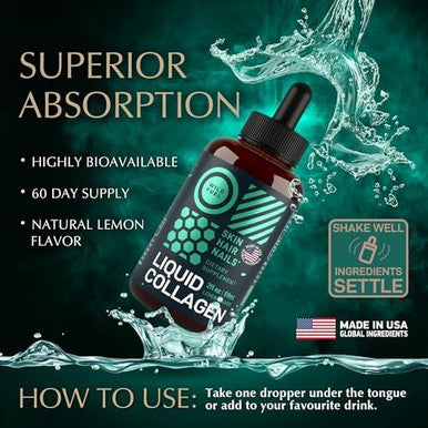 WILD FUEL Liquid Collagen Peptides with Biotin Drops Biotin and Collagen Liquid for Women and Men Youthful Skin Hair GrowthStrong Nails Hair Vitamins for Hair Loss