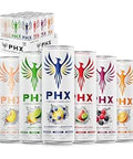 PHX Hydration Energy Drink - 700mg Electrolytes, 200mg Natural Green Tea Caffeine, 100% Daily Value 8 Essential Vitamins - 12 oz Cans (12 Pack, Variety Pack)