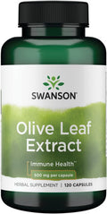 Swanson Olive Leaf Extract Capsules with 20% Oleuropein - Provides Immune Support Promotes Cardiovascular System Health and Supports Healthy Blood Pressure - (120 Capsules 500mg Each)