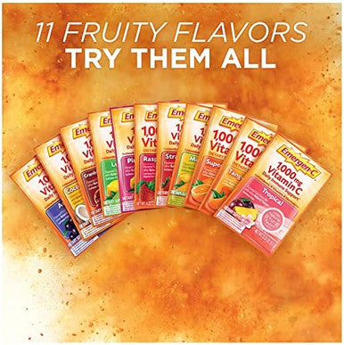 Emergen-C 1000mg Vitamin C Powder, with Antioxidants, B Vitamins and Electrolytes, Vitamin C Supplements for Immune Support, Caffeine Fizzy Drink Mix, Tangerine Flavor - 30 Count