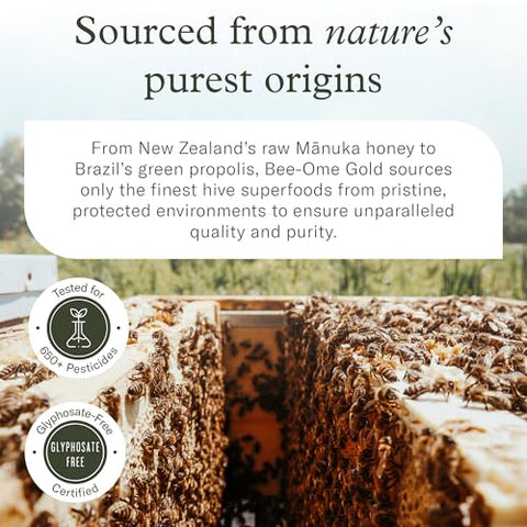 Bee-Ome Gold by Enviromedica - Unpasteurized Raw Manuka Honey with Probiotics, Royal Jelly, Bee Pollen & Propolis, Functional Superfood Honey, 7.4oz