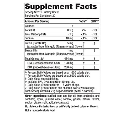 Nordic Naturals Children S Eye Health Gummies Strawberry Lemonade - 30 Gummies For Kids - 484 Mg Total Omega-3S Dha Lutein & Zeaxanthin - Brain Health Antioxidant Support Non-Gmo 30 Servings