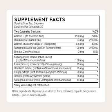 Thorne - Stress Balance - Adrenal Support Supplement With B Vitamins Vitamin C Ashwagandha Ginseng & Zinc - Third-Party Certified - Gluten Dairy & Soy-Free 60 Capsules