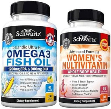 Daily Multivitamin For Women Capsules (1 Month Supply) Plus Triple Strength Omega 3 Fish Oil Softgels (2 Month Supply)