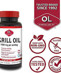Olympian Labs Antarctic Krill Oil 1000Mg Caps With Astaxanthin Omega3 Epa Dha Immune Joint & Brain Support 60 Softgels