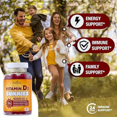 Age Immune Defense Combo - 2 Pack - Vitamin D3 Gummies 5000 Iu 125Mcg & High Potency Zinc Gummies, Immune Booster 120 Count