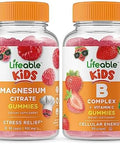 Lifeable Magnesium Kids + B Complex Kids Gummies Bundle Great Tasting Vitamin Supplement Gluten Gmo Chewable Gummy
