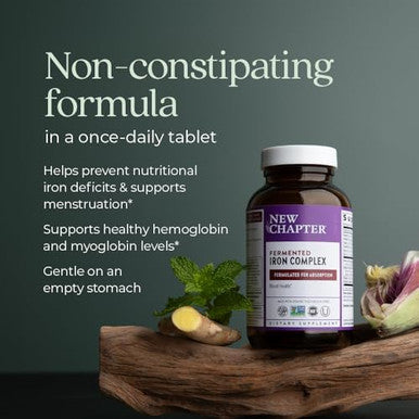 Chapter Iron Supplement, Whole-Food Fermented Iron Complex Made With Organic Vegetables & Herbs + One Daily Non-Constipating Dose- 60Ct, 2 Month Supply