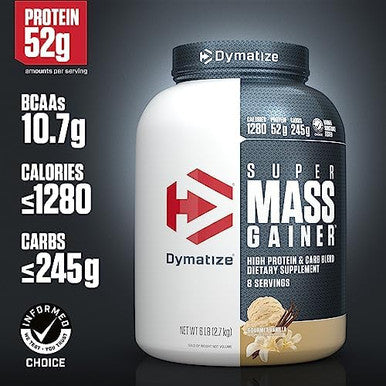 Dymatize Super Mass Gainer Protein Powder 52G Protein 1280 Calories 6 Pound Gourmet Vanilla & Rich Chocolate (Pack Of 2)