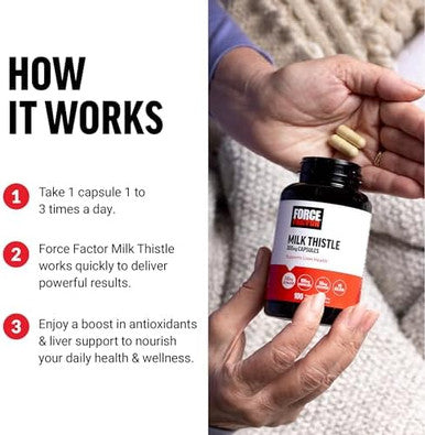 Force Factor Milk Thistle Liver Support Formula With Dandelion Root And Artichoke 300Mg Silymarin Milk Thistle Supplement For Liver Health And Liver Detox 100 Vegetable Capsules