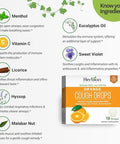 Herbion Naturals Cough Drops With Orange Flavor Sugar With Stevia Soothes Cough For Adults And Children Over 6 Years 18 Drops