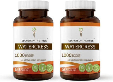 Secrets of the Tribe Watercress 2x60 Capsules, Made with Vegetable Capsules and Watercress (Nasturtium Officinale) Dried Herb (2x60 Capsules)