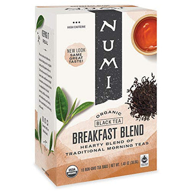 Numi Organic Tea Breakfast Blend 18 Count Box of Tea Bags Black Tea (Packaging May Vary)