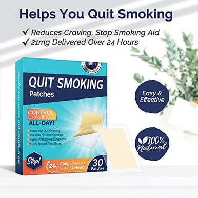 Mcukv 21Mg Step 1 Smoking Aid Stop Smoking Patch Easy And Effective To Help Quit Smoking Safety Anti-Smoking Stickers Stop Smoking Aid 30 Count 24H Delivered