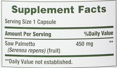 Nature's Bounty Saw Palmetto Capsules (450 Mg 250 Ea)