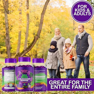 Sea Moss Gummies & Elderberry - Vitamin C + Zinc ÃƒÂ¢Ã¢â€šÂ¬Ã¢â‚¬Å“ Extra Strength Immune & Thyroid Support Booster Gummy Bears For Kids & Adults - 60 Seamoss Gummies - Made In The Usa
