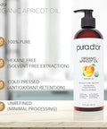 Pura D'Or 16 Oz Organic Apricot Kernel Oil - 100% Pure & Natural Usda Cold Pressed Carrier Oil - Antioxidant & Vitamin E Rich Moisturizer For Natural Glow & Softness - Face Skin & Hair