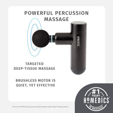 Homedics Therapist Select Compact Percussion Massager, 4 Attachments, Thermal Heat, Rechargeable Battery With 4-Hour Runtime And Charge Light Indicator, 3 Intensity Levels, Cordless For Trave