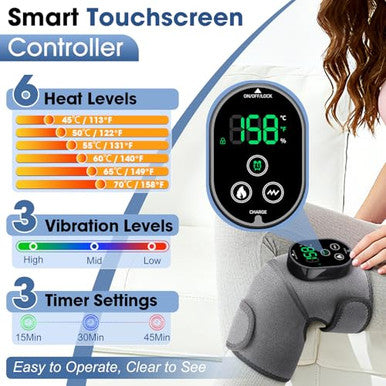 Gvmsor Cordless Knee Brace With Massage And HeatKnee Massager For Pain ReliefKnee Wrap Massager For ArthritisGrey