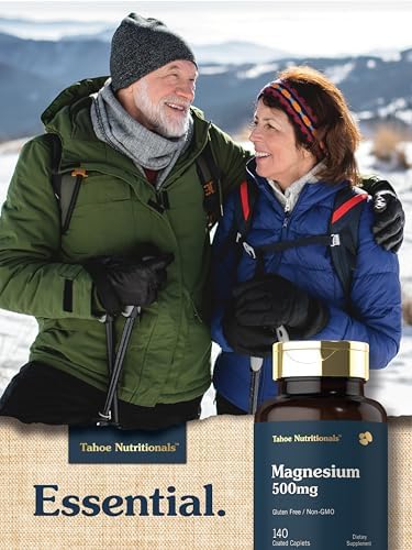 Tahoe Nutritionals Magnesium 500mg 140 Coated Caplets NonGMO and Gluten Supplement