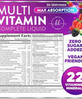 Multivitamin For Women Men & Kids Liquid Multivitamin & Multimineral, Vegan, Sugar Free, Vitamins A, C, D3, E, B6, B12 & Zinc, Womens Multivitamin & Adult Immune Support, Berry Flavor - 15 Fl Oz