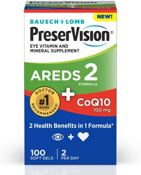 Preservision Eye Vitamin & Mineral Supplement Areds 2 Formula + Coq10 2In1 Health Benefits 100 Softgels (2 Per Day) Pack Of 2
