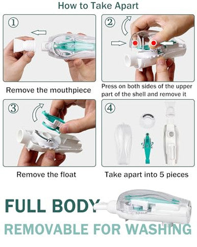 Defunx Breathing Exercise Device For Lungs - Flutter Valve Mucus Removal Device - Breath Trainer Green