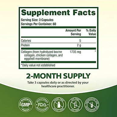 Multi Collagen Pills 1735Mg -180 Collagen Capsules (60 Servings) - Types I, Ii, Iii, V & X For Healthy Skin, Hair, Nails & Joint Support