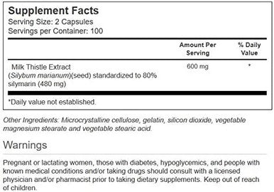 Vitacost Milk Thistle Extract - Standardized - 600 Mg Per Serving - 200 Capsules