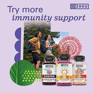 Zhou Nutrition Daily Boost Multivitamin With Probiotic, Zinc, Vitamin C, D3, B Complex For Immune Support, Energy And Digestive Health Vegan, Gluten Free, Soy 60 Servings