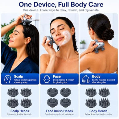Melonsun Electric Scalp Massager Anti-Tangle Deep Kneading Head Massager Ipx7 Waterproof Shower Use Usb-C Rechargeable 3 Modes 8 Removable Claws Stress Relief For Women Men