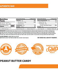Authentic Bar Peanut Butter Candy Protein Bars Tasty Meal Replacement Energy Bars w/ 16g Whey Protein Isolate Natural Sugars from Pure Honey Healthy Fat Peanut Butter Foundation 12 Pack