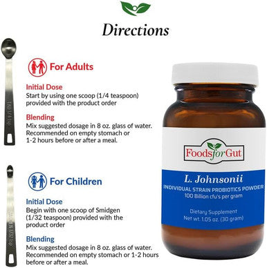 Foods For Gut Lactobacillus Johnsonii Probiotic Powder 100 Billion Cfu'S | Digestive & Immune Support | High Potency | L. Johnsonii (30 Gram)