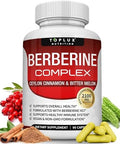 Toplux Berberine With Ceylon Cinnamon And Bitter Melon 2100Mg High Purity 97% Hcl Berberine Supplement Supports Overall Health & Immune System Nongmo Vegan 90 Capsules