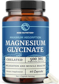 Nobi Nutrition Magnesium Glycinate 500Mg High Absorption Chelated For Muscle Relaxation Bones Heart Nerve Sleep & Calm Support For Women & Men Magnesium Chelate Supplement & Bisglycinate Complex 120Ct