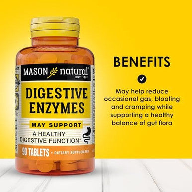 Mason Natural Digestive Enzymes With Prebiotics & Probiotics Supports Digestive Health & Gut Balance 90 Tablets