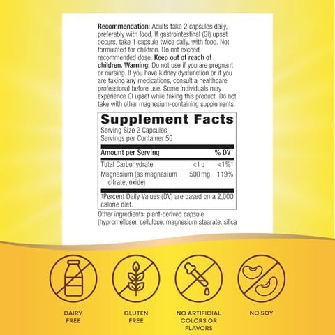 NatureS Way Magnesium Complex Supports Muscle Relaxation Muscle Function Promotes A Sense Of Calm Magnesium Citrate And Oxide 100 Capsules (Packaging May Vary)