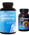 BioEmblem Triple Magnesium Complex and Turmeric Curcumin with Clinically Studied TurmiPure for Healthy Muscle and Nerve Function Vegan NonGMO