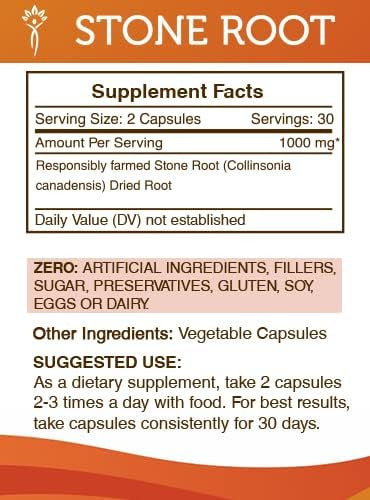 Secrets of the Tribe Stone Root 60 Capsules, Made with Vegetable Capsules and Responsibly farmed (Collinsonia Canadensis) Dried Root (60 Capsules)