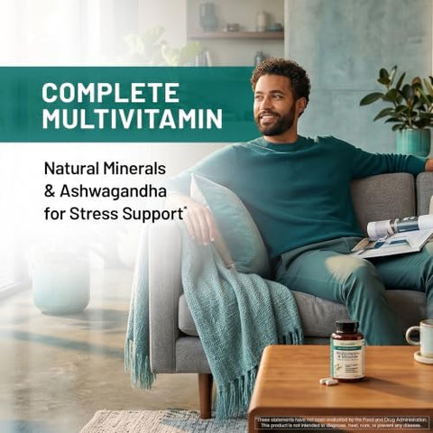 NatureWise Multivitamin for Men + Stress Support + Fulvic Ionic Minerals + Probiotics for Immunity Male Health Digestion + Whole Organic Foods Vegetarian NonGMO 60 Capsules[1Month Supply]