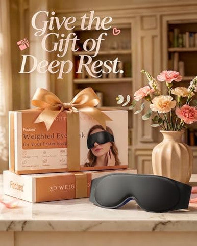 Focbeo Weighted Eye Mask For Sleeping - 100% Blackout Sleep Mask For Women & Men 3D Contoured Eye Mask For Lash Extensions Zero Eye Pressure Memory Foam Adjustable Strap For Airplane Travel & Meditation